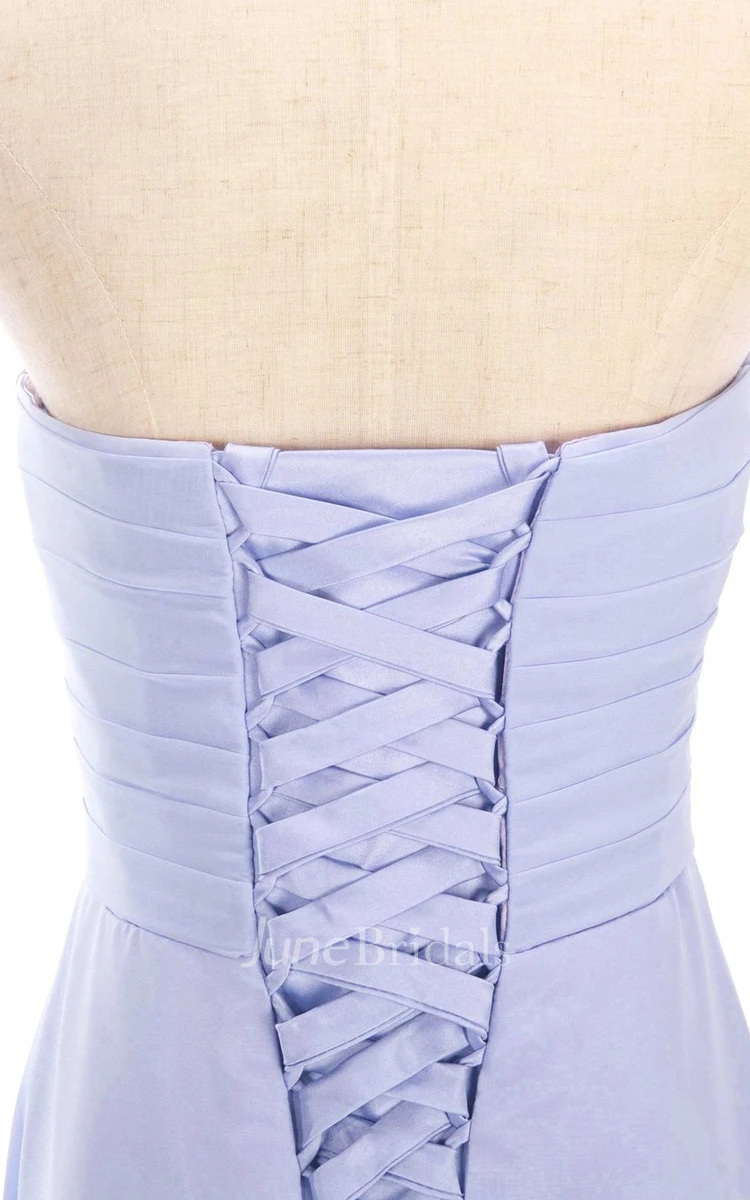 Sweetheart Criss-cross Chiffon A-line Dress With Lace-up Back