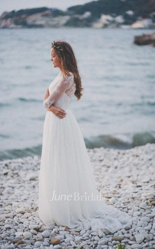 Corset Wedding With Lace Bodice Dress