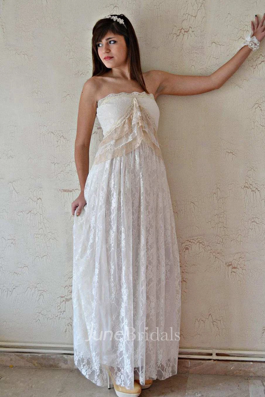 Straps Jersey Satin Lace Wedding Dress
