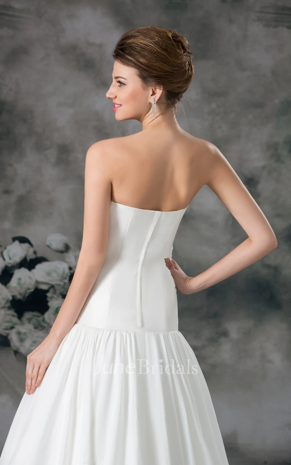 Sexy Strapless Sweetheart Ruffled Taffeta Gown With Crystals and Belt