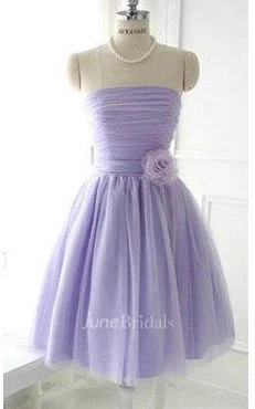 Short Strapless Lace-up Lilac Tulle Dress