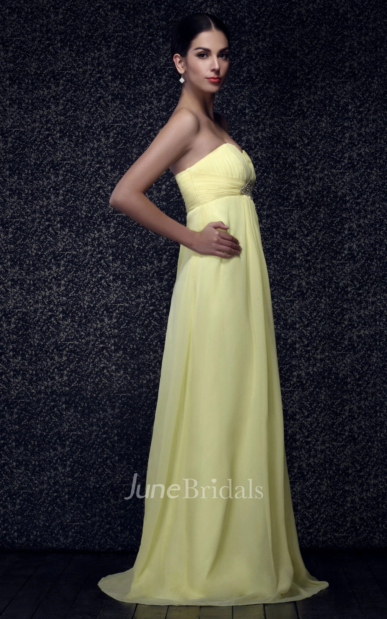 Sweetheart Empire Floor-Length Dress With Beading and Pleats