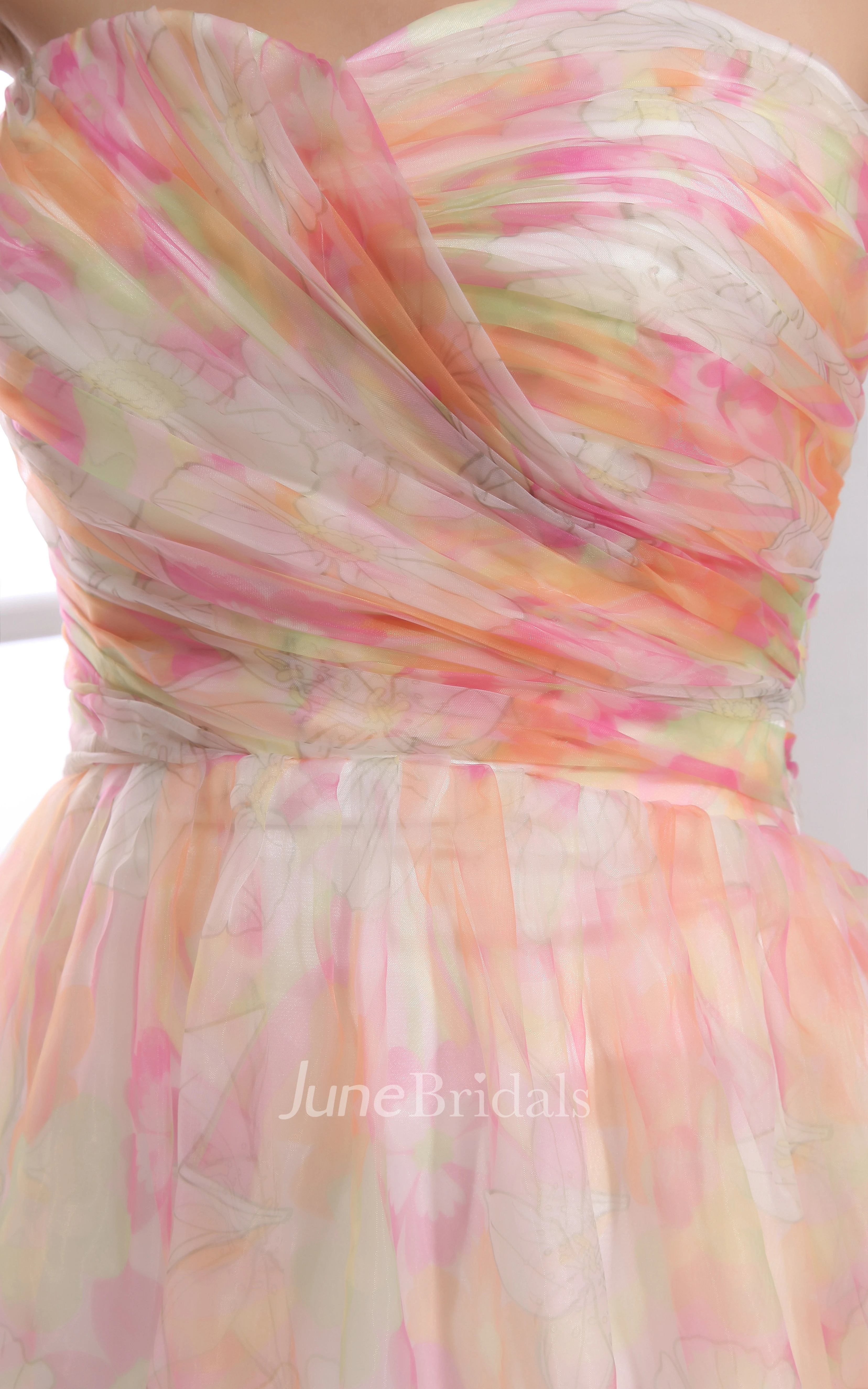 Strapless Mute-Color Long Dress With Criss-Cross Ruching