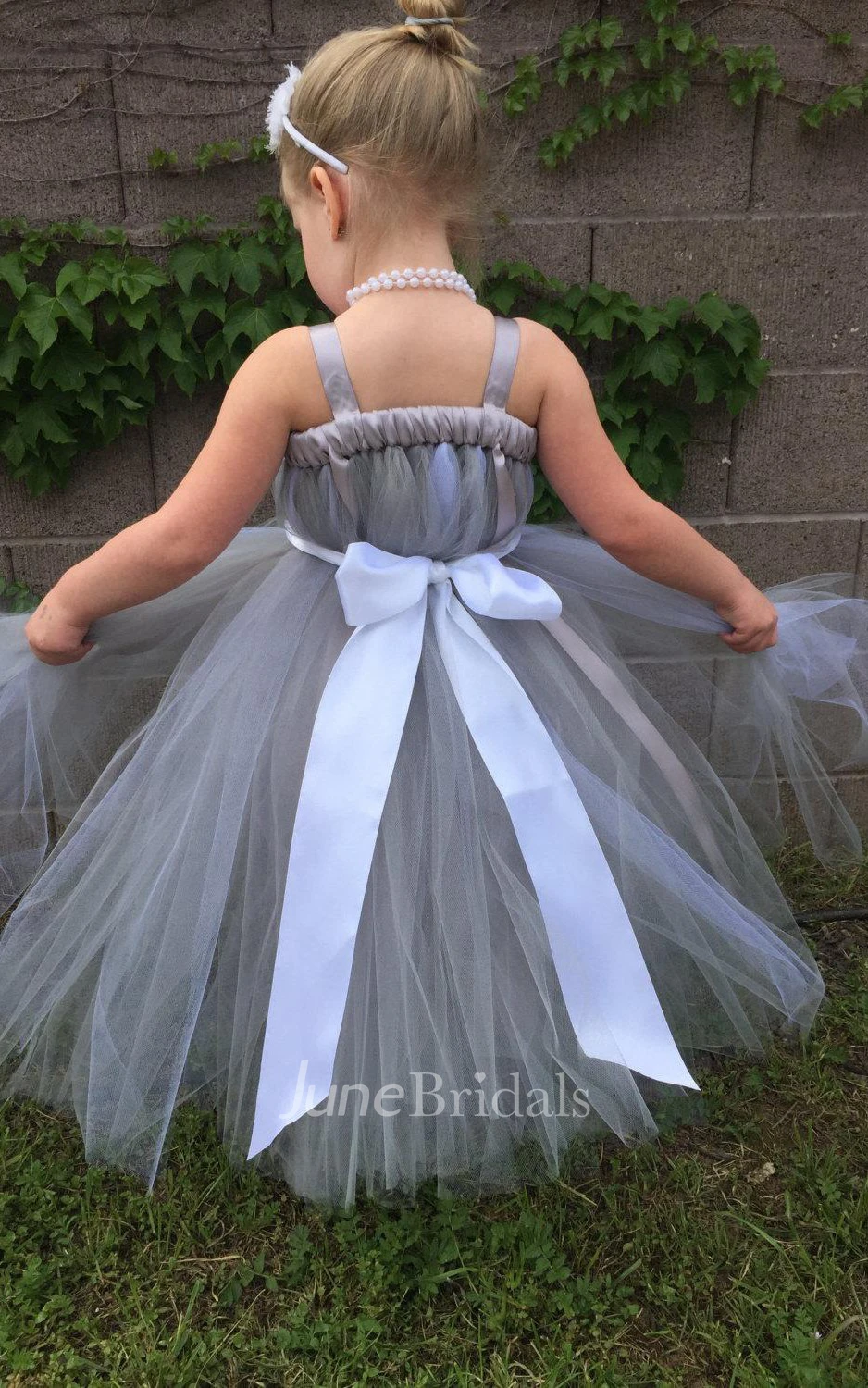 Tea-length Tulle Dress With Satin Sash Ribbon