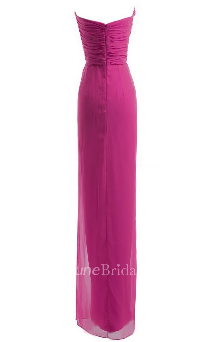 Sweetheart Long Chiffon Sheath With Tiers