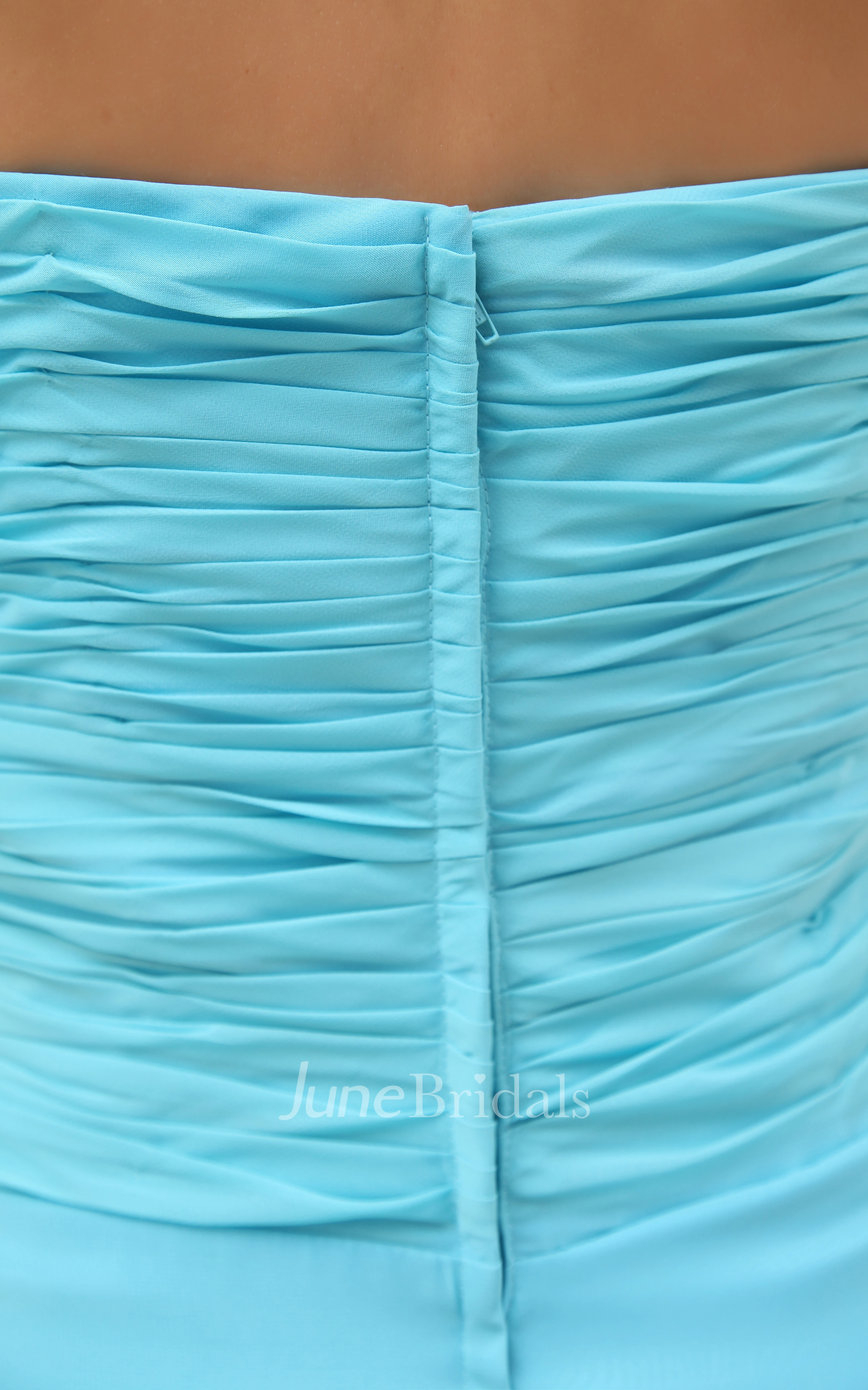 Sweetheart Chiffon Criss-Cross Ruched Dress With Pleats