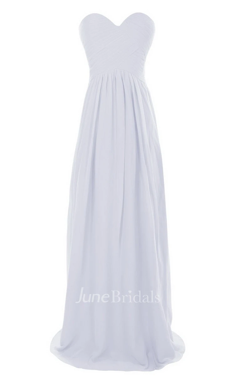 Sweetheart Long Chiffon Gown With Crisscross Ruching