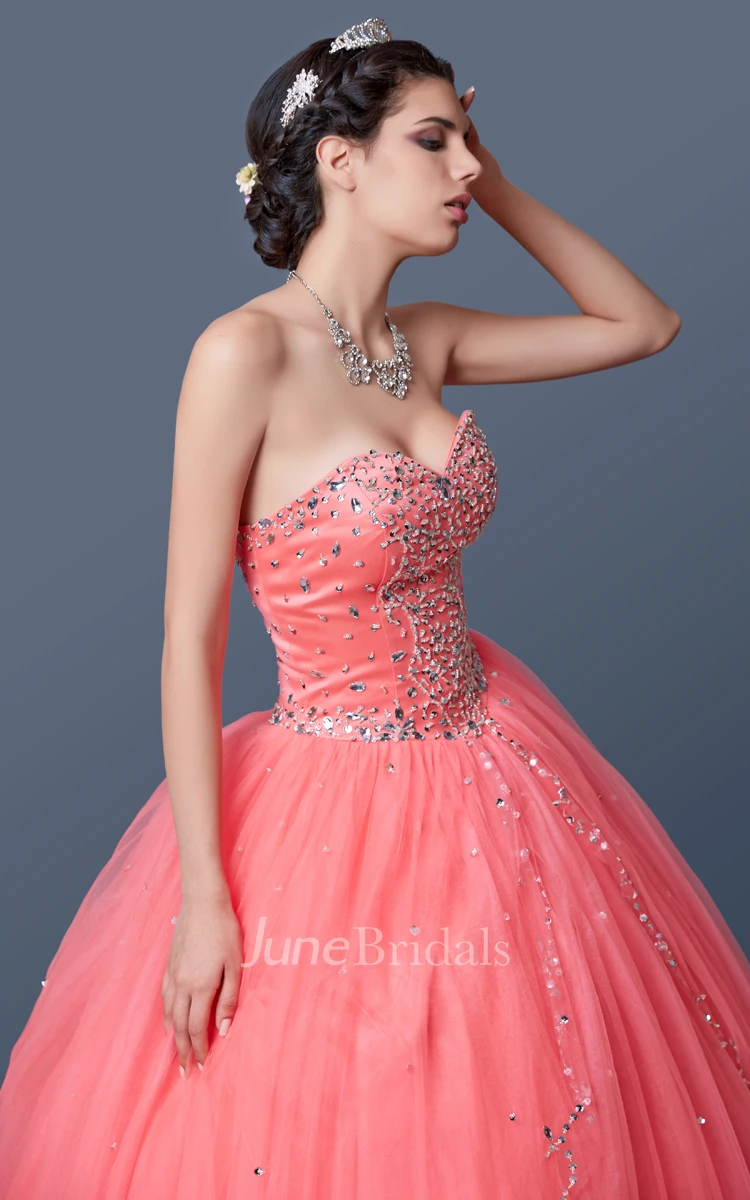 Elegant Princess Style Gown With Drift Away Beadwork on Skirt and Strapless Top