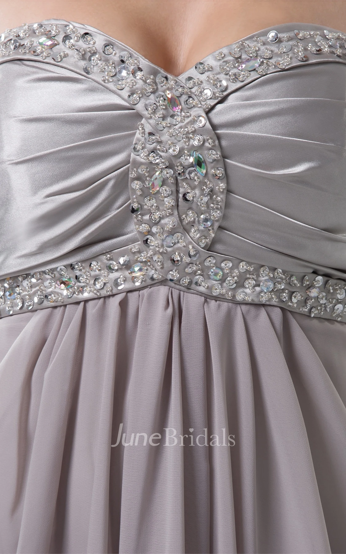 Sweetheart Empire Pleated Maxi Dress with Beaded Top