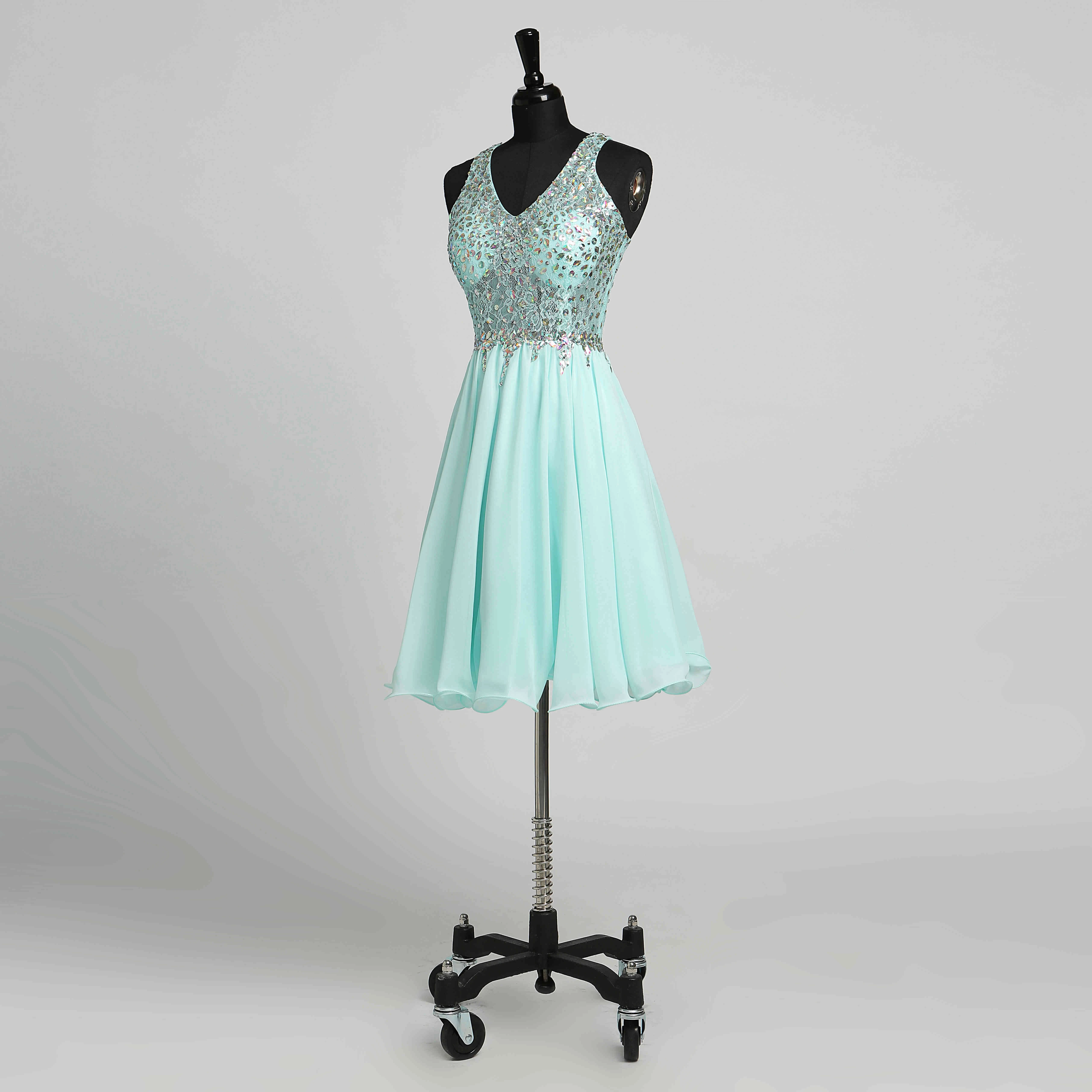 Sheath Spaghetti Straps Chiffon Adorable Short Mini Sleeveless Straps Dress with Sequins