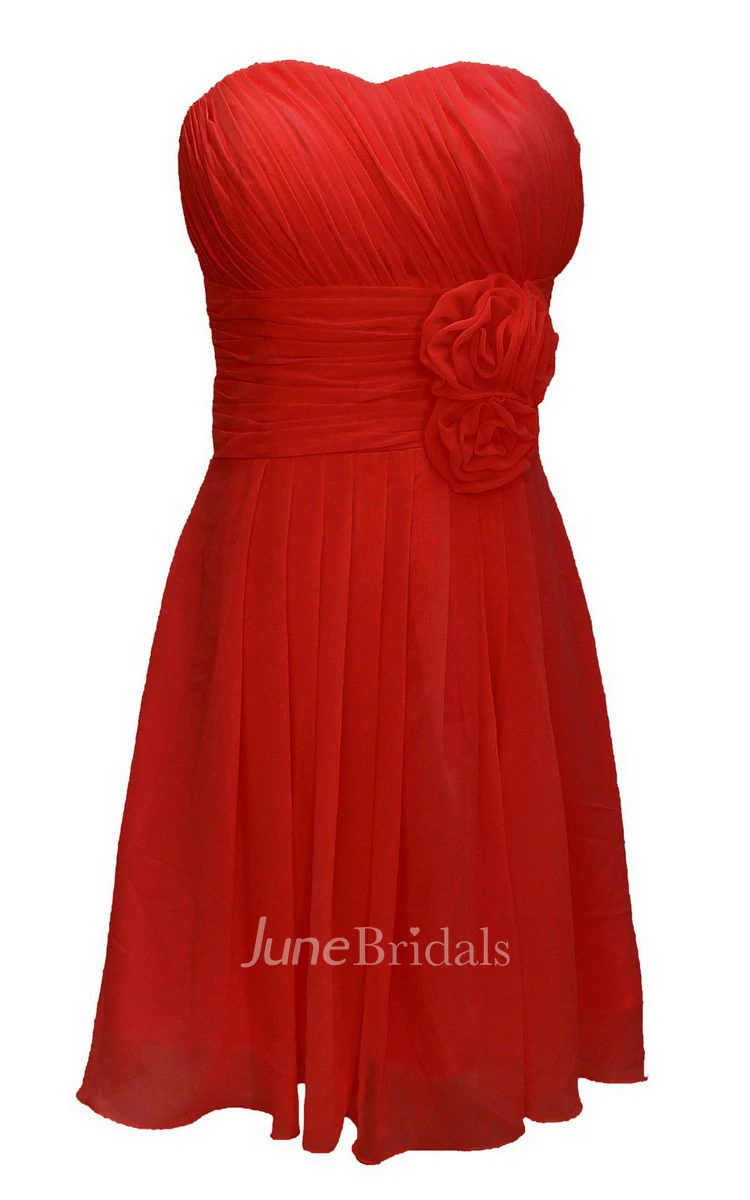 One-shoulder Sweetheart Short Dress With Floral Band