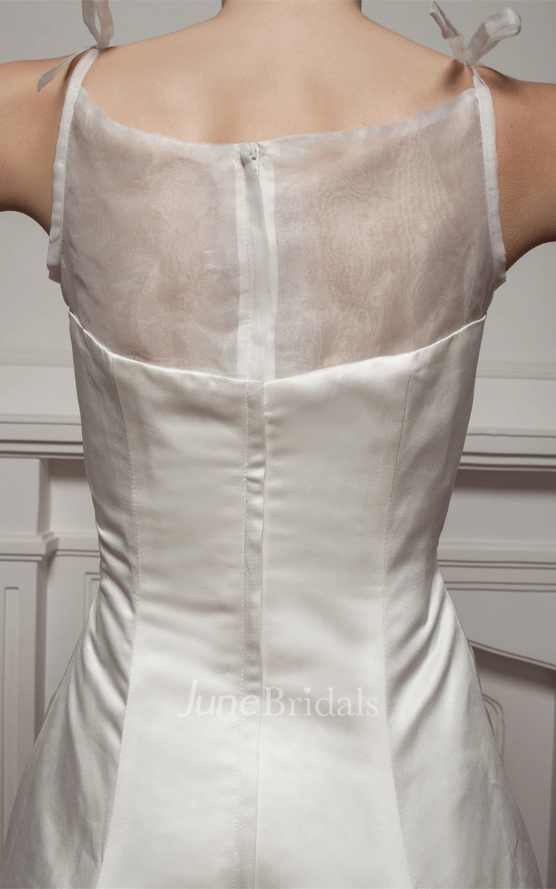 Sleeveless Satin A-Line Gown with Illusion Neckline