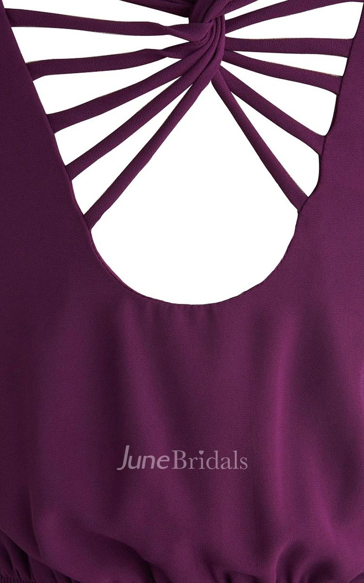 Scoop Short-sleeve Bridal Dress With Lace-up Back