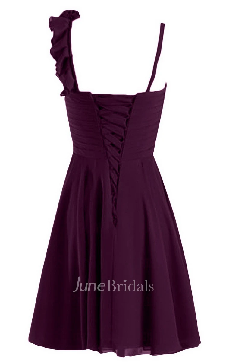 Spaghetti Straps Basque Waist Wedding Dress With 3D-Flower