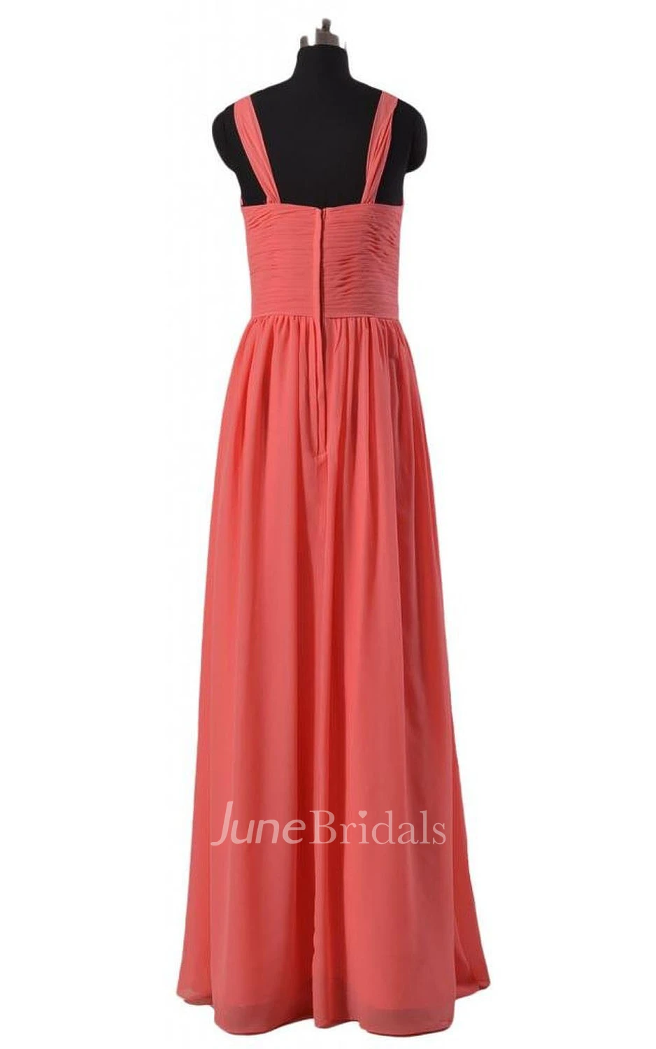 Sleeveless V-neck Ruched Sash Long Pleated Chiffon Dress