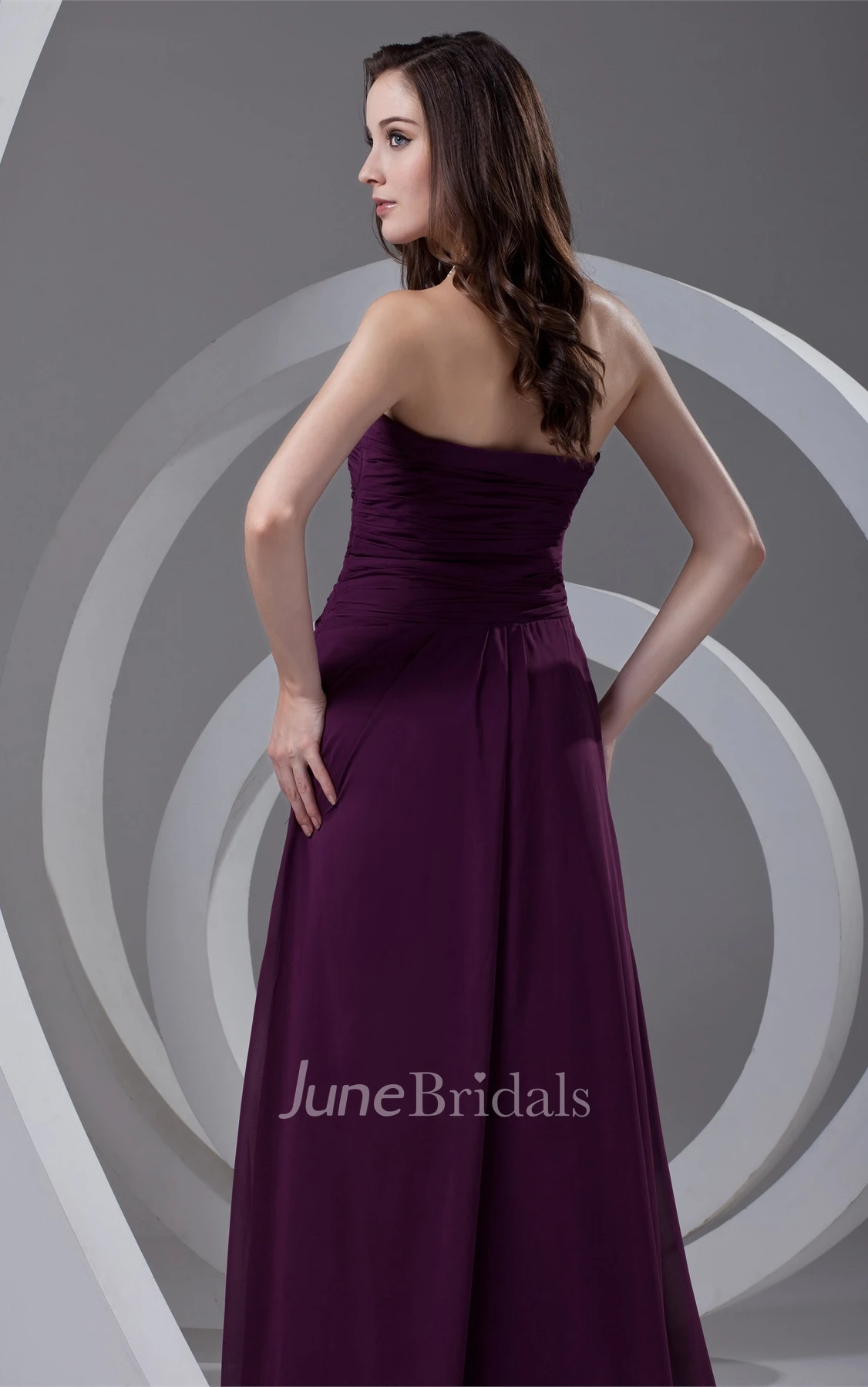 sweetheart floor-length criss-cross dress with draping