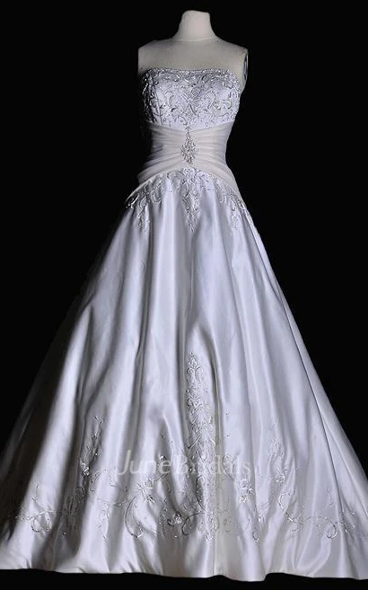 A-Line Strapless Satin Weddig Dress