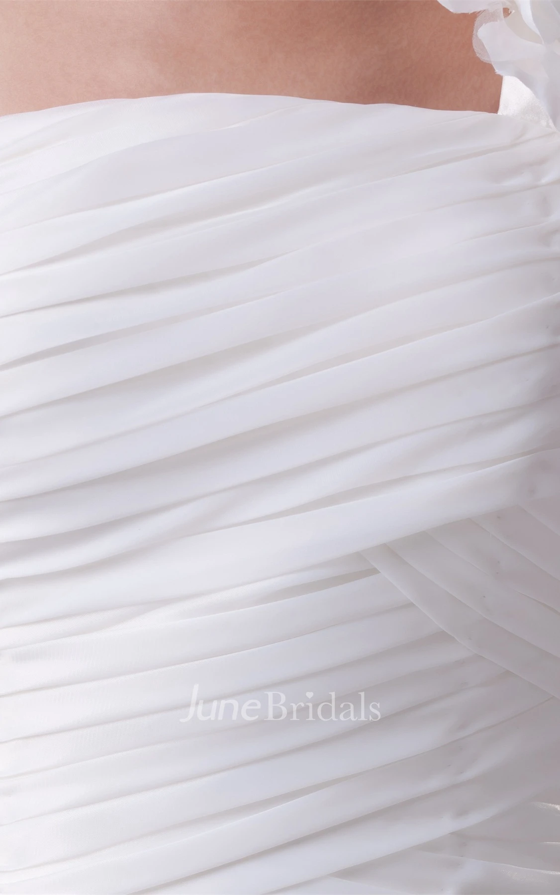 One-Shoulder Pick-Up A-Line Gown with Flower and Ruching