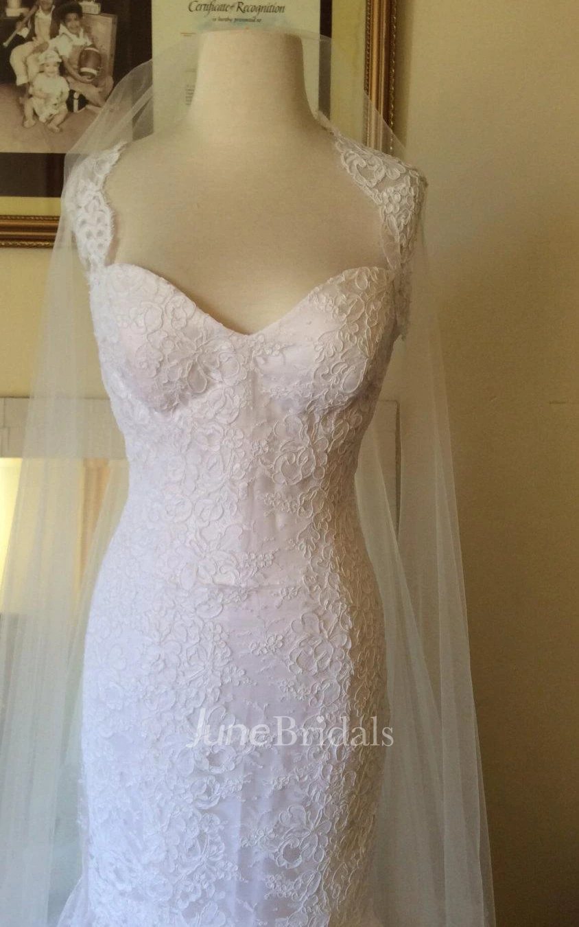 French Lace Mermaid Wedding Dress With Queen-Anne Neck