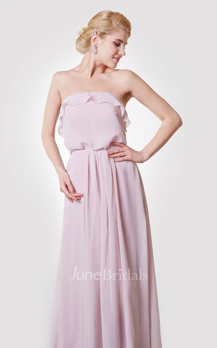 Classic Pleated A-line Chiffon Long Dress With Draped Bodice