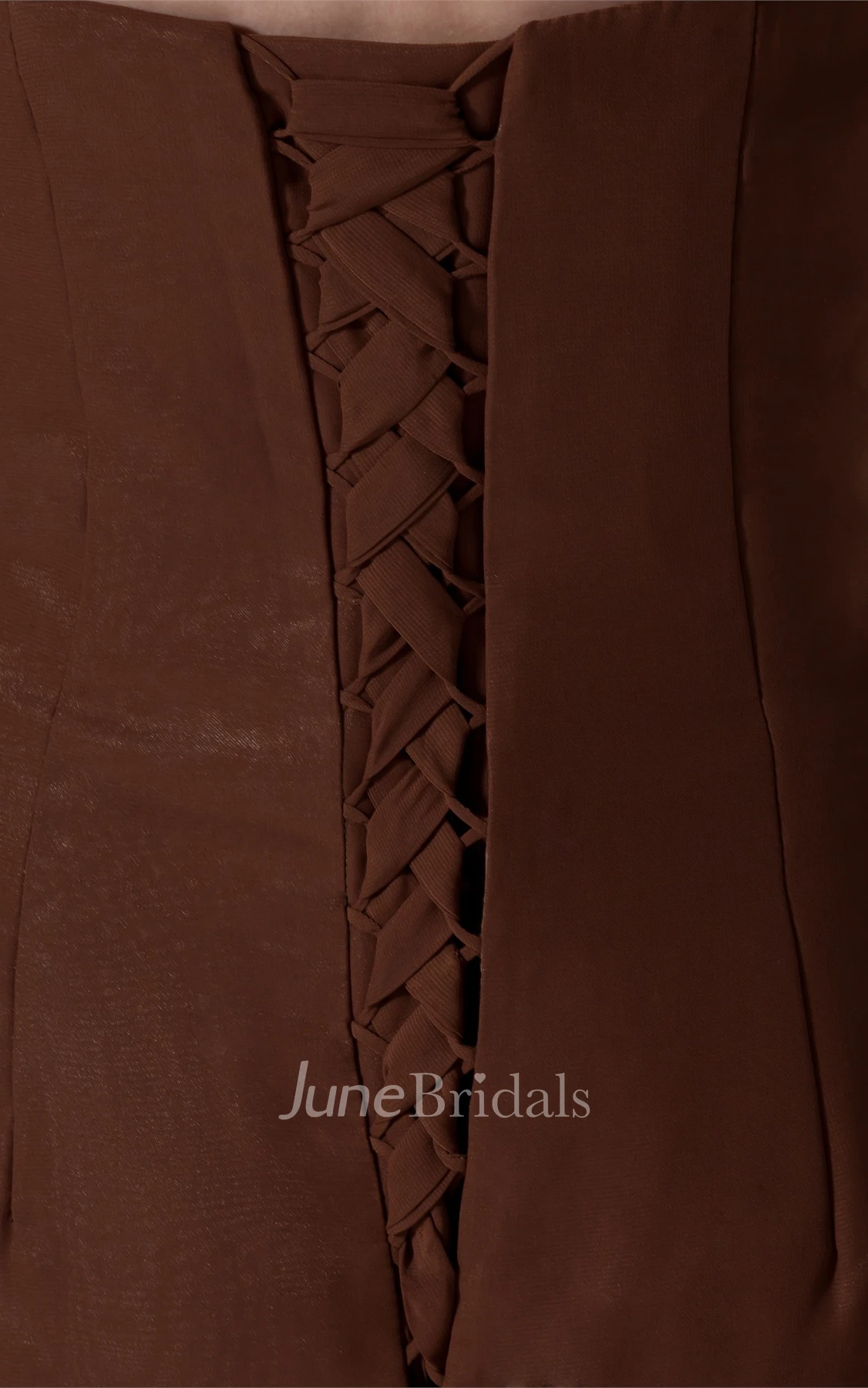 Strapless Chiffon Sheath Dress with Ruching and Corset Back