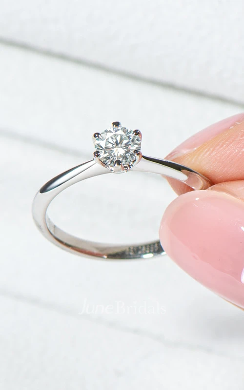 Solitaire Round Cut 925 Silver Wedding Rings