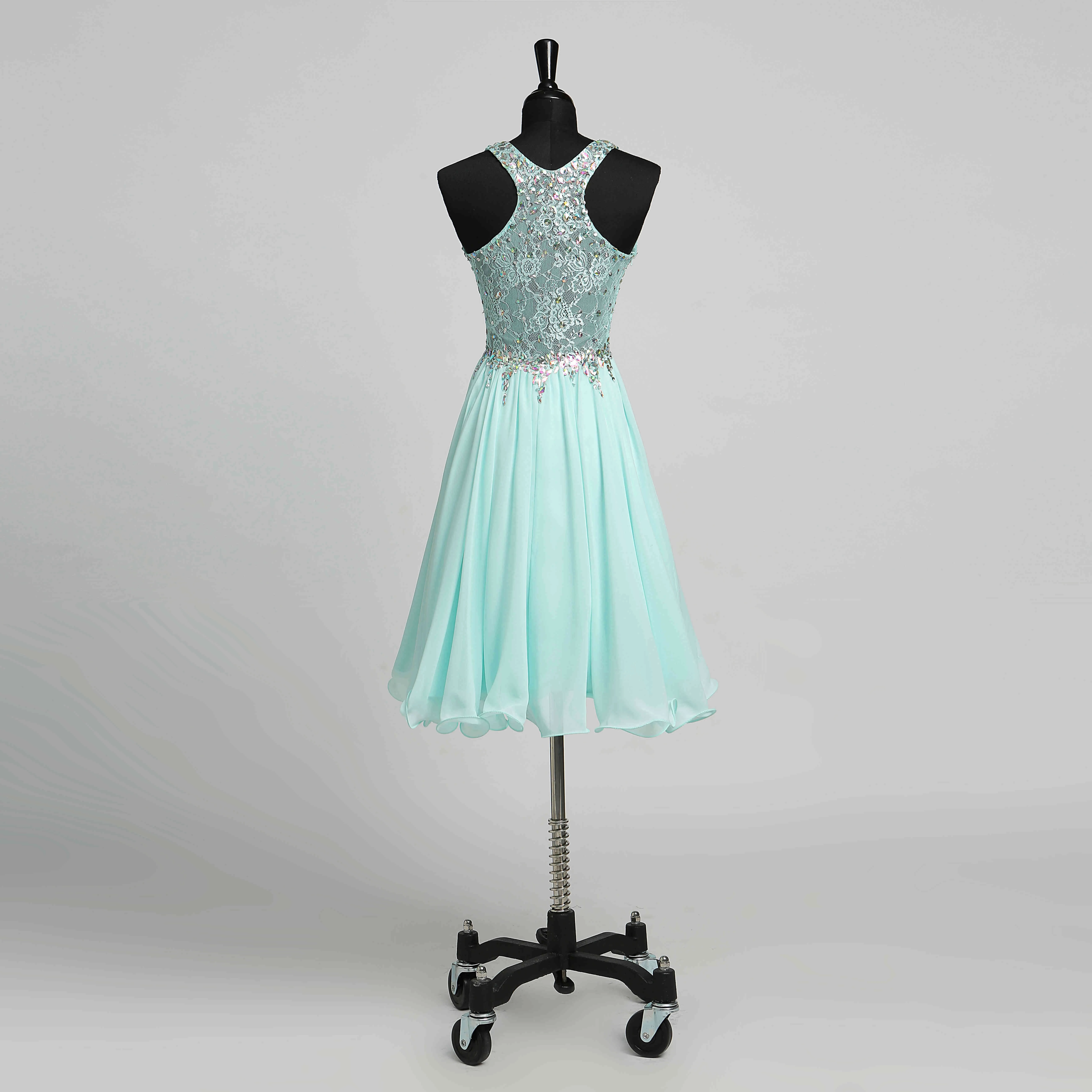 Sheath Spaghetti Straps Chiffon Adorable Short Mini Sleeveless Straps Dress with Sequins