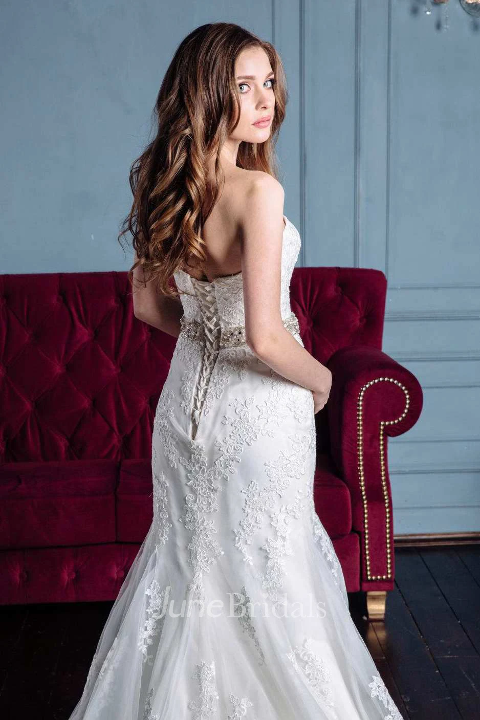 Mermaid Trumpet Satin Lace Wedding Dress