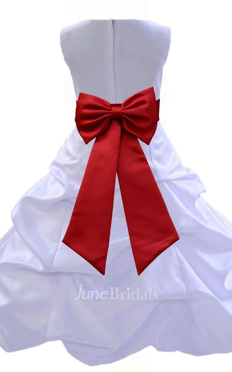 Sleeveless A-line Ruffled Dress With Flower and Bow