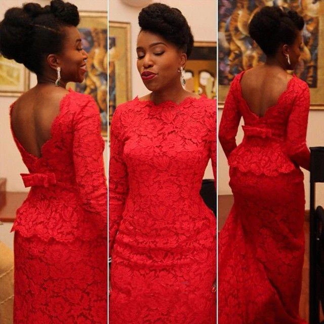 Sexy Red Lace Evening Dress Long on Sale