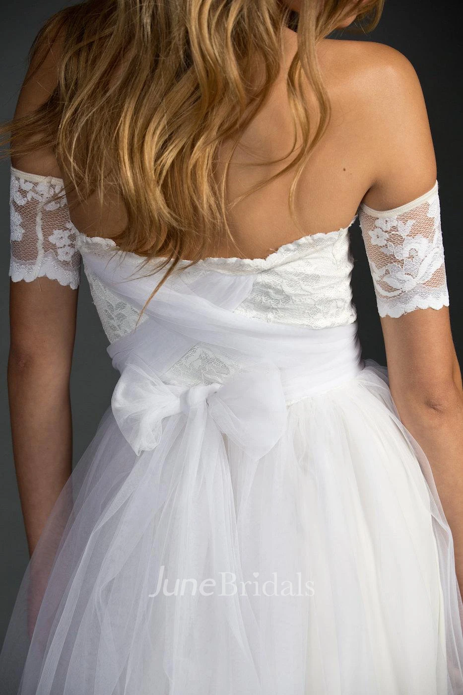 Grace Loves Strapless A-Line Tulle Dress With Lace Bodice and Sleeves