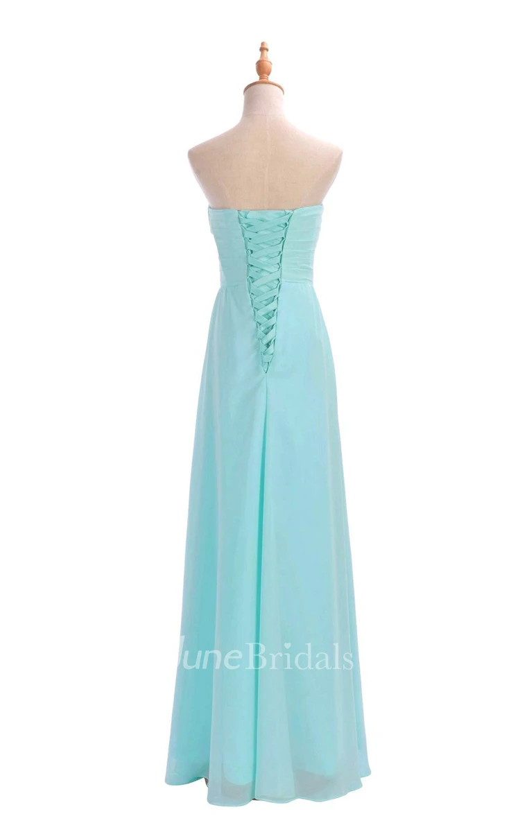 Sweetheart Criss-cross Chiffon A-line Dress With Lace-up Back