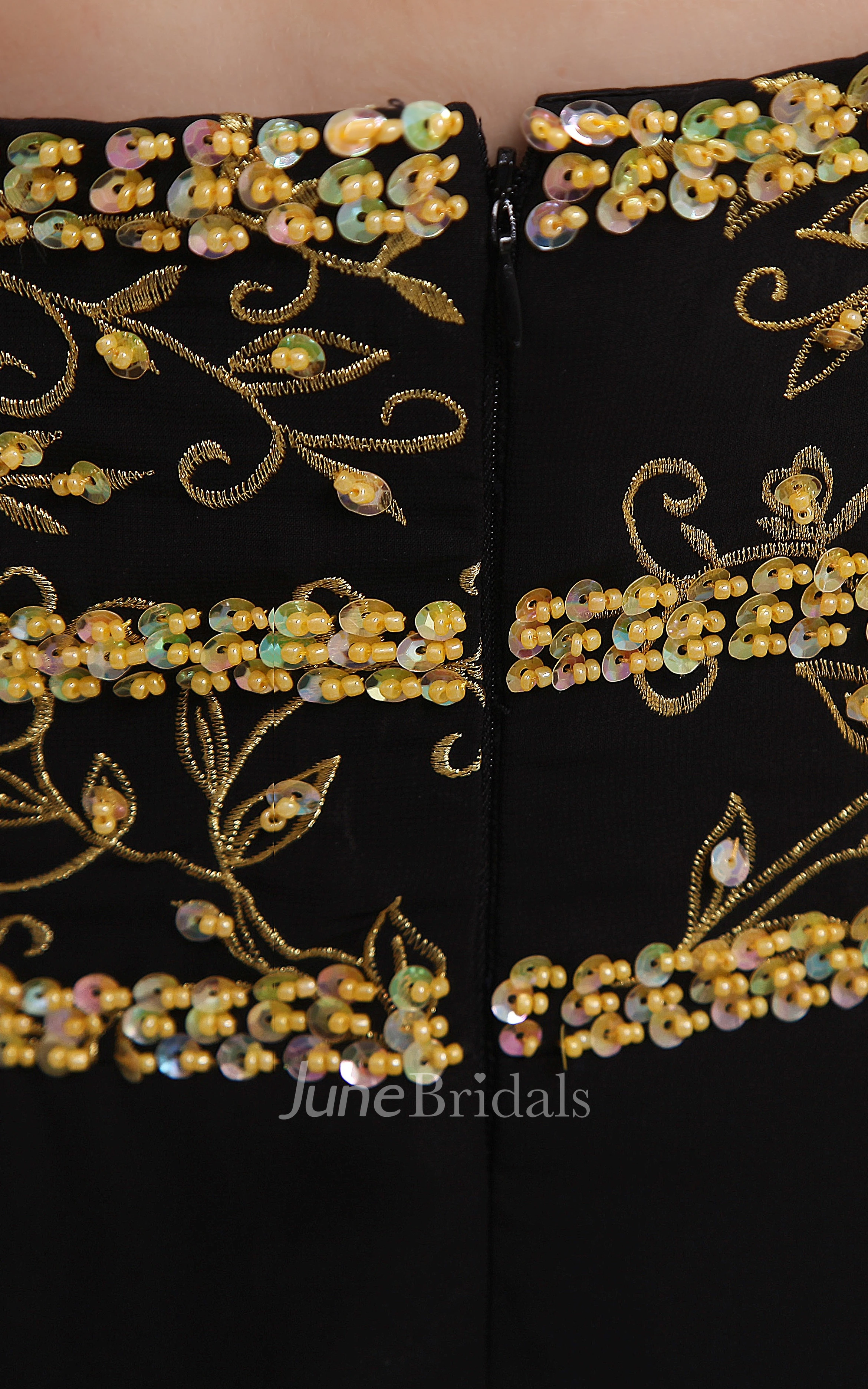 Refined Strapless Sheath Dress With Beading and Bolero