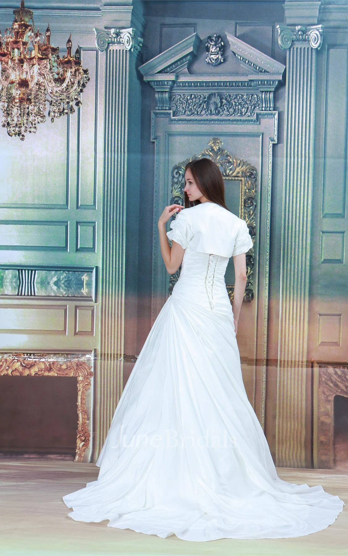 sweetheart a-line maxi criss-cross dress with bolero and beading