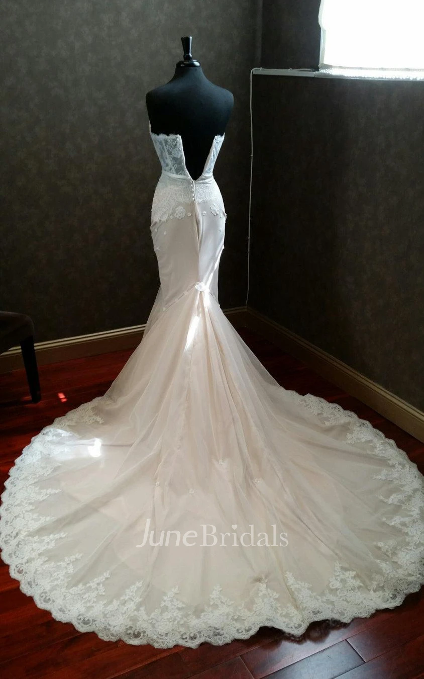 Nude Ivory Stretch Mermaid Bridal Gown Comfortable Beach Dress