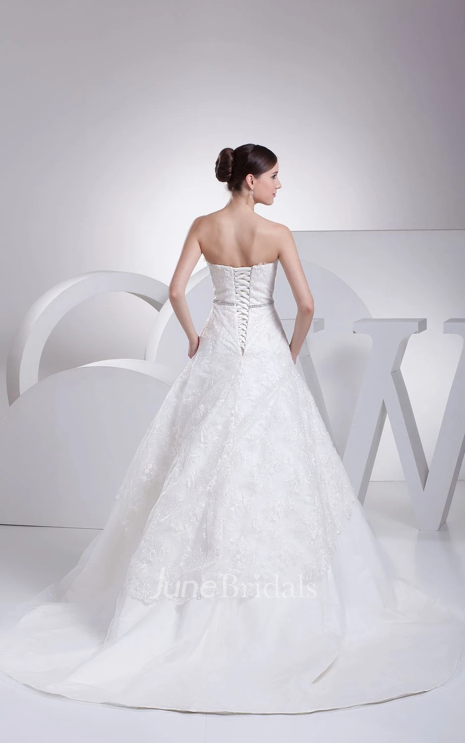 Sweetheart Appliqued A-Line Dress With Beading and Corset Back