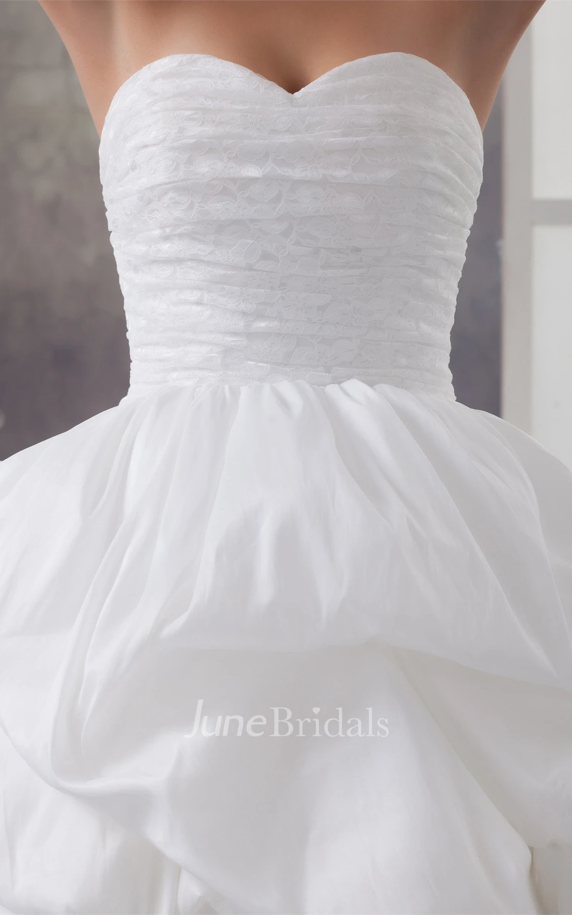 Sweetheart Pick-Up Tulle Gown with Appliqued Top