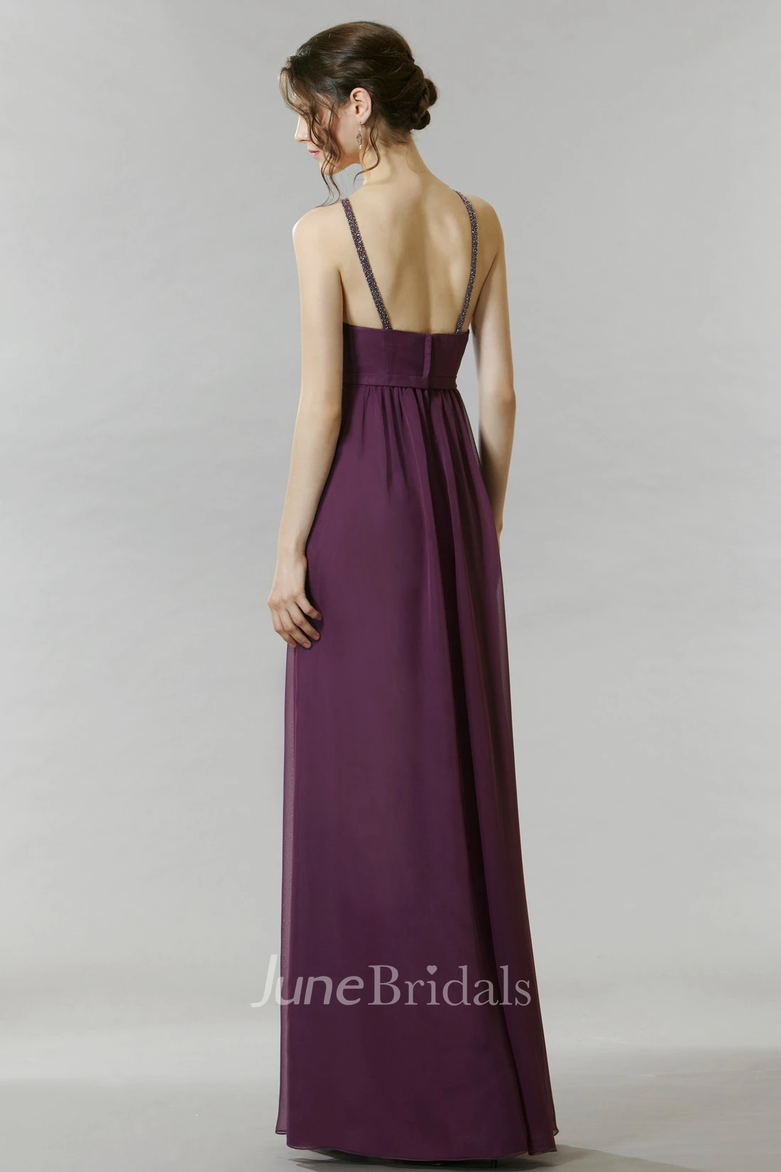 Sleeveless Halter Chiffon Bridesmaid Dress
