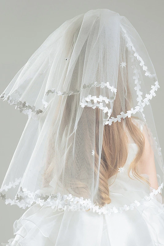 Sweet Crown Multi-layer Lace Bottom Tulle Flower Girl Veil