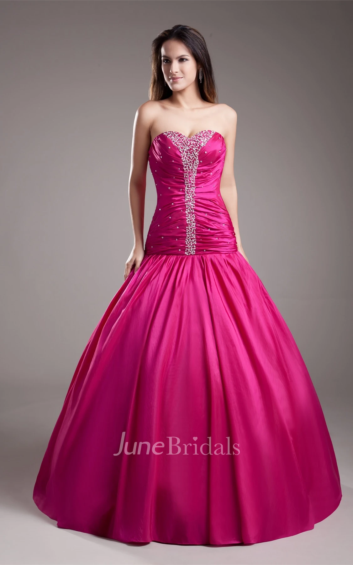 sweetheart a-line gown with ruched bodice and strass