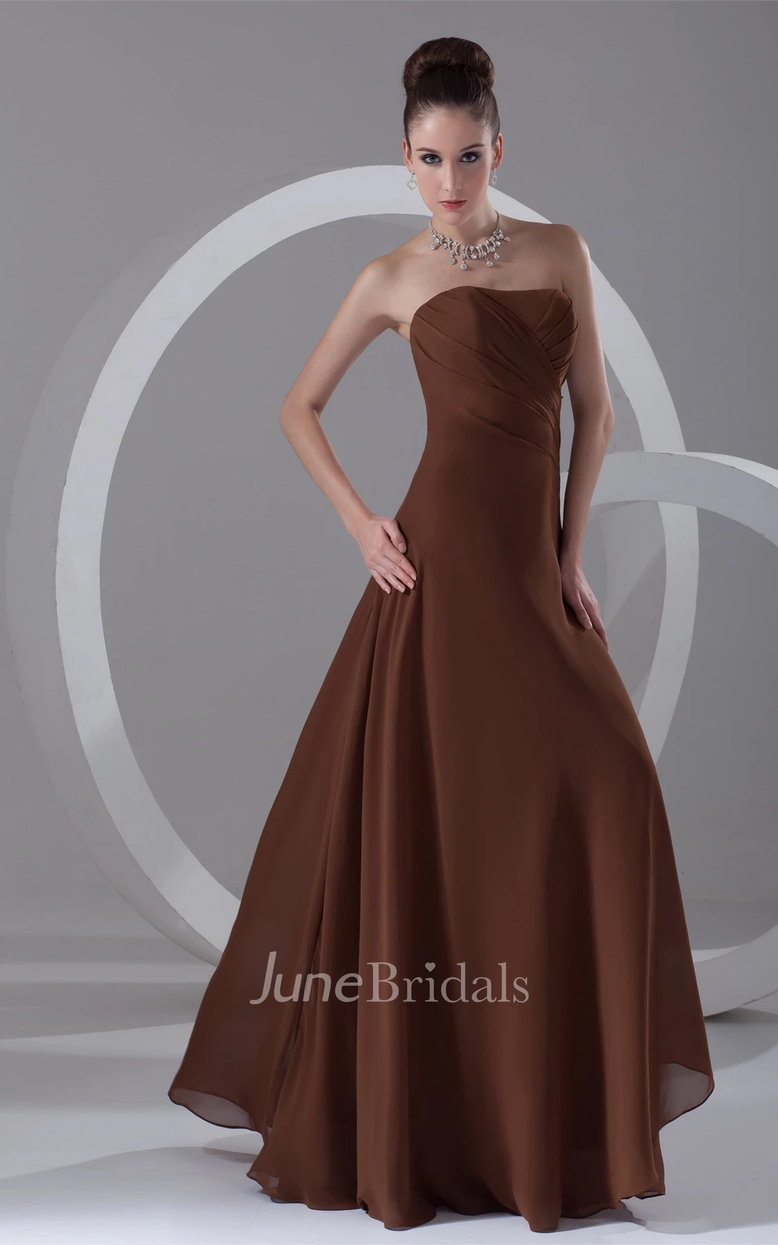 Strapless Chiffon Sheath Dress with Ruching and Corset Back