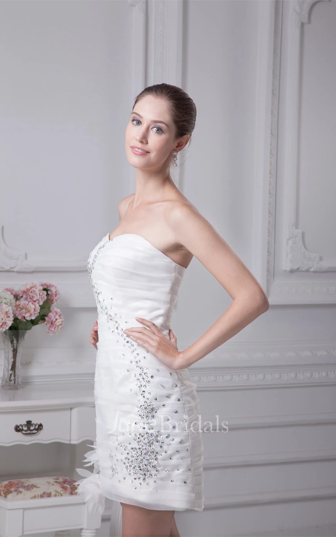 Sweetheart Fitted Short Dress with Flower with