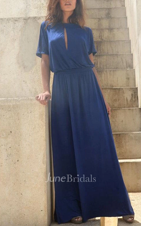 Fall Blue Bridesmaid With Slit Top Floor Length Bridesmaid Dress