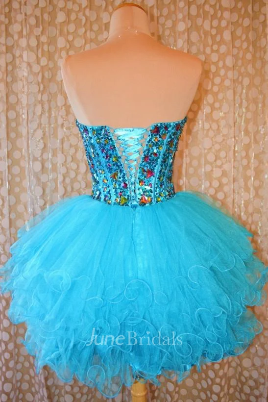 Sexy Mini Sweetheart Cocktail Dresses Organza Beadings Homecoming Gowns