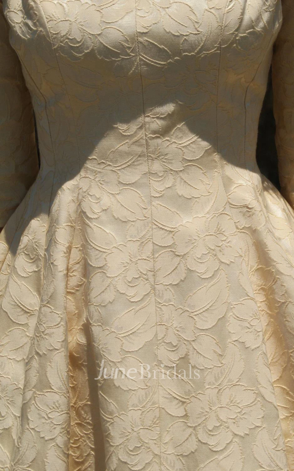 Vintage 1950'S Gold Buttercream Rose Brocade Size Xs W 24 Dress