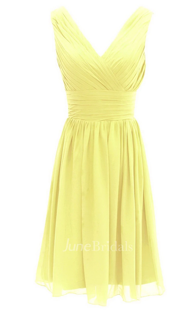 Chic V-neck Pleated A-line Gown With Ruched Band