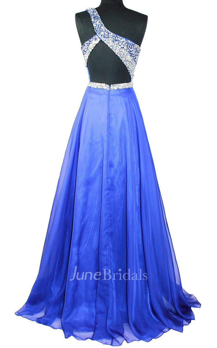 One-shoulder A-line Gown With Sequined Bodice