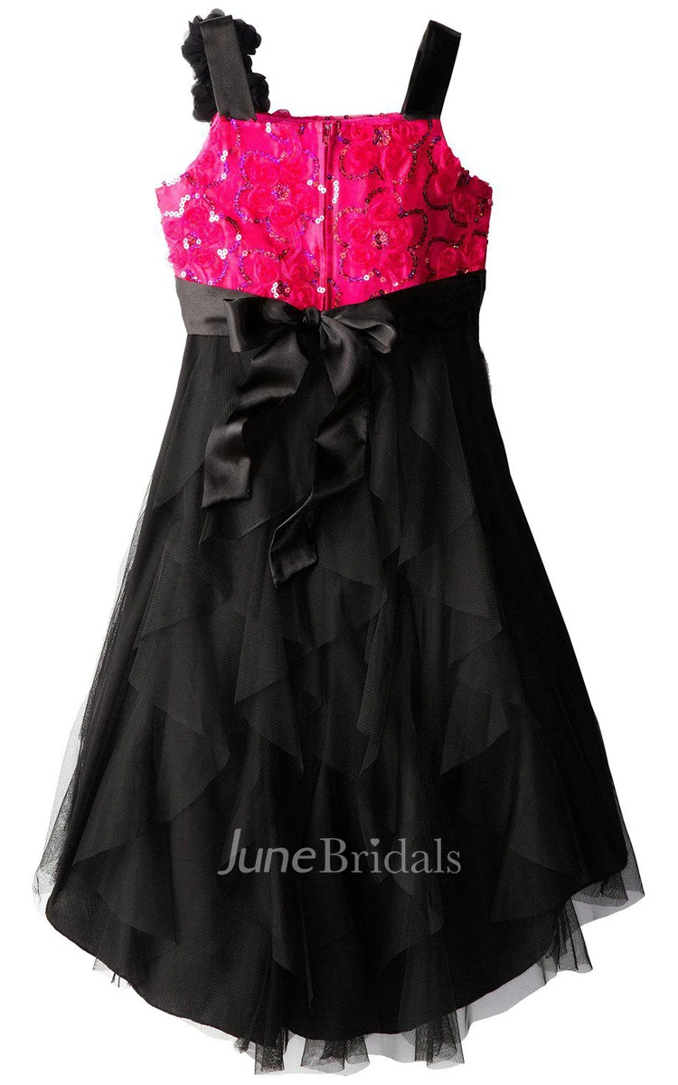 Sleeveless Sequined Dress With Sequins and Flowers