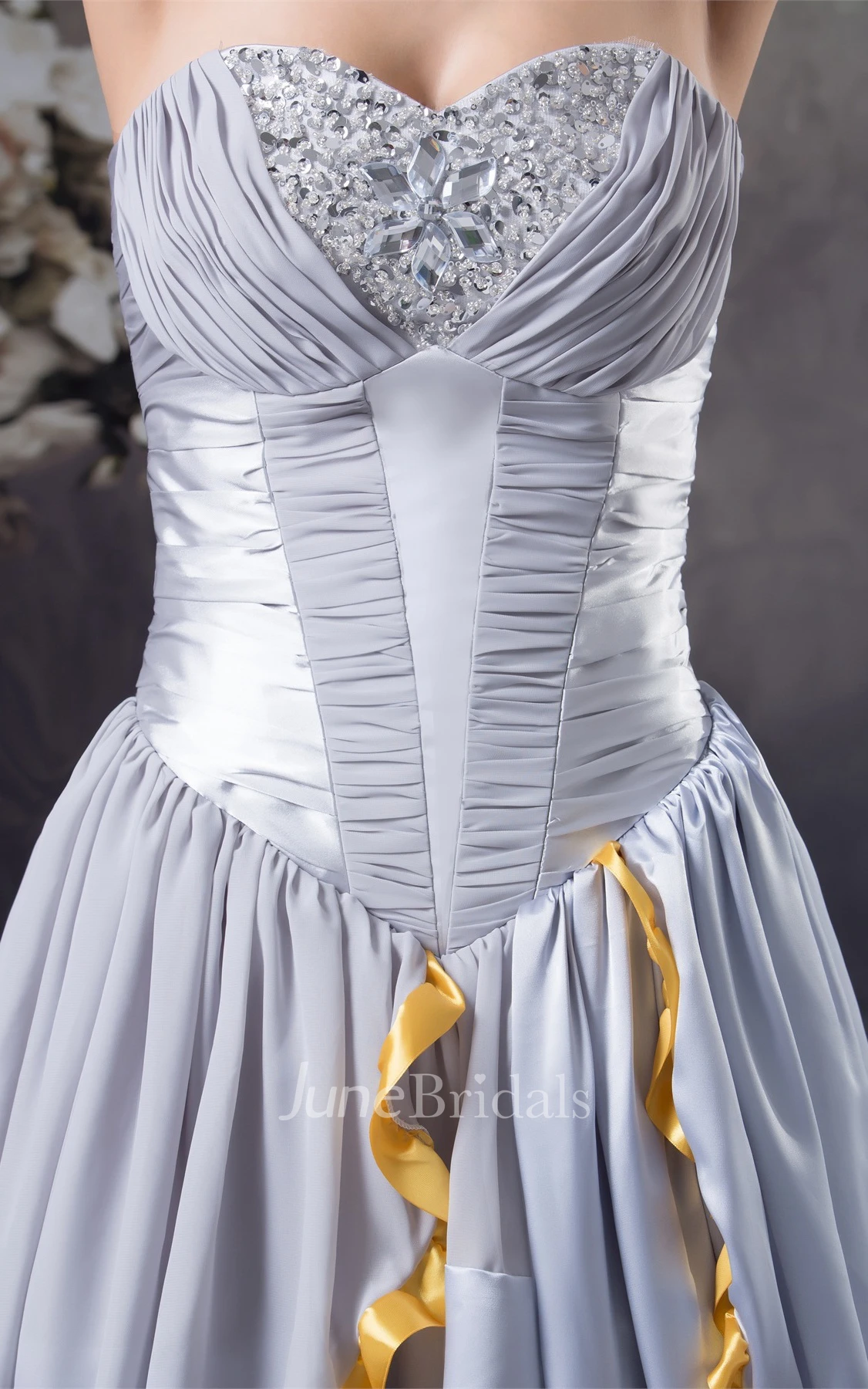 Sweetheart Ruffled A-Line Dress with Beading and Palatine Skirt