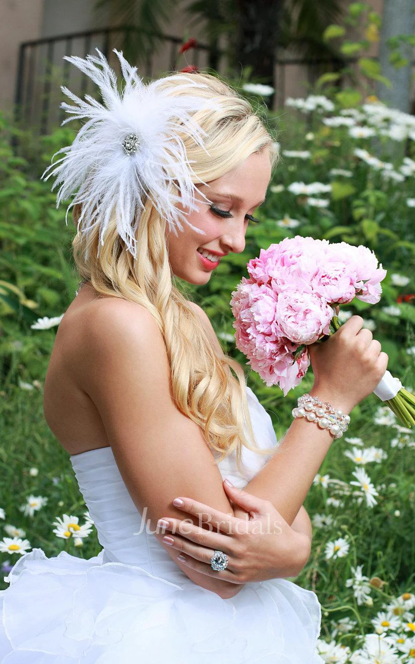 Sweetheart Short Chiffon Wedding Dress With Criss Cross And Ruffles